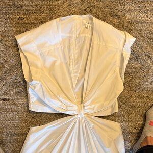 A.L.C. Cream Knot-Front Crop Top